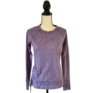 Lucy light heather purple long sleeve scoop neck thumb hole cuff top size S